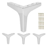 Ilyapa Triangular Metal Furniture Feet - Set of 4 Chrome Polished Silver Mid Century Modern 5 Inch Heavy Duty Replacement Stylis