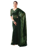 Satrani Womens Pure Georgette Saree (3473S695N_Dark Green)