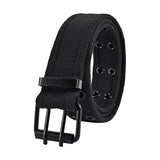 Zoomella Double Grommets Belt Aesthetic Casual Pin Buckle Belt Punk Belts Canvas Belt 110Cm Black
