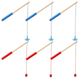 Sumind 6 Pcs Magnetic Fishing Pole Wooden Magnetic Fishing Rods with Magnet Hooks Christmas Game Toy Gifts for Birthday Party(Re