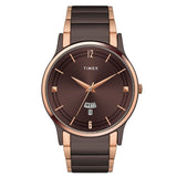 Timex Analog Watch For Man With Brown Round Dial & Multicolor Stainless Steel Bracelet Band Water Resistant Men'S Wrist Watches