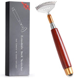 Aznrszy Back Scratcher for Women Men Adults Extendable with Roller Ball & Solid Wood Handle & Sturdy 304 Stainless Steel Claw, H