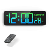 REACHER 16.5 Large Digital Wall Timer Clock with Countdown Timer, Auto Dimmer, Temperature, Remote Control, LED Wall Clock for O