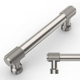 Amerdeco 10 Pack Brushed Satin Nickel Knurled Cabinet Pulls 3-3/4 Inch(96mm) Hole Center Kitchen Cabinet Handles Drawer Pulls Ca