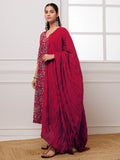 Gosriki Women'S Cotton Blend Anarkali Printed Kurta With Pant & Dupatta (Dabu Red-Vks01-Gs_S_Red_Small),Red,,B0D9WCN74D