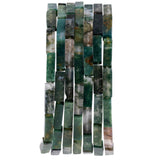 Natural Moss Agate Rectangle Tube Beads 4x13mm 38cm/str Loose Semi Gemstone Stone Beads for Making Bracelets Necklace Earrings