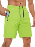 MAGCOMSEN Hiking Shorts for Men with Zipper Pockets Lightweight Gym Hiking Running Athletic Fishing Travelling Shorts Yellow Gre