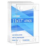 Ludery Acrylic Window Sign Holder 11x17 with 4 Suction Cups,Clear Acrylic Frames Glass Window Wall Mount,Advertising Signage Sig