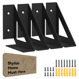 SOGAL Black Shelf Brackets 4 inch, Wall Bracket for Shelves, 90 Degree Right-Angle for Indoor/Outdoor Use, Pack of 4