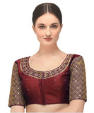 Pujia Mills Women'S Embroidery Handwork Sequence Work Necklace Design Readymade Blouse (Marun, 32)