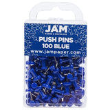 JAM PAPER Colorful Push Pins Blue Pushpins 100/Pack