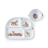 Royal Worcester Wrendale Designs Little Wren Tray & Bowl Set - Kids Tableware with 4-Section Lunch Tray & Handled Bowl, Featurin