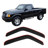 Window Visor Compatible with 1993-2011 Ford Ranger Mazda, in Channel Style Dark Smoke Tint Acrylic Shade Rain Sun Guard Wind Ven