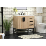 Elegant Decor Indoor Modern Under Sink Bathroom Fixtures Storage Organizer Cabinet 42 Inch Single Bathroom Vanity - Grey With Ba