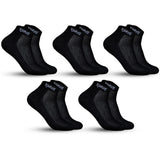 Xjarvis Ankle Length Socks For Men & Women - Moisture-Wicking Odor-Free Breathable Cotton Cushioned Half Terry Combo - Ideal For Sports Gym & Formal Wear - Pack Of 5 Pairs Black Free Size,Pack of -5 Black,,B0B4GJZ64K