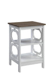 Convenience Concepts Omega End Table with Shelves, Driftwood Top/White, 15.75 in x 15.75 in x 23.75 in