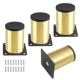 Kyuionty Set of 4 Stainless Steel Furniture Legs 3 Inch / 80 mm, Gold Cabinet Legs Round Kitchen Feet, Metal Replacement Legs fo