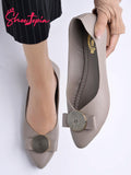 Shoetopia Oversized Bow Detailed Grey Bellies For Girls-Eu39,Bronze,6,B0D5HD71NY