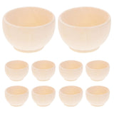 KALLORY Unfinished Wood Blank Bowls 10pcs Miniature Wooden Bowls Unpainted Tiny Dollhouse Tableware for DIY Painting Art Crafts