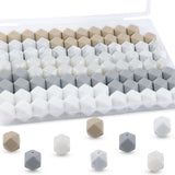 Lovyomi 95pcs 14mm Hexagon Silicone Beads for Keychain Making Mix Color Bulk Polygon Silicone Beads for Pens and Bracelet Crafts