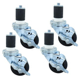 BK Resources 3 Hard Rubber 1-5/8 Expanding Stem Swivel Casters, Set of 4, NSF, Top Lock Brake, 300lb Capacity, Non-Marking High