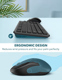 Wireless Keyboard and Mouse, WisFox Full-Size Wireless Mouse and Keyboard Combo, 2.4GHz Silent USB Wireless Keyboard Mouse Combo
