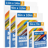 FIXSMITH Canvas Boards for Painting 18 Pack, Multi Pack- 4x4, 5x7, 8x10, 9x12, 11x14 Inches, 100% Cotton Primed Canvas Panels fo
