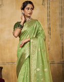 Satrani Womens Banarasi Silk Blend Saree (2786S105N_Pista Green)