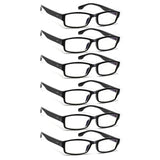 JOSCHOO 6 Pack Computer Reading Glasses for Women and Men with Comfortable Spring Hinges for Men and Womens Readers 6 Black, 0.0