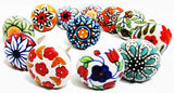 FashionShopmart Ceramic Knobs, 12 Pieces Multi Color Handmade Hardware Handles, 2.5-inch Height and 1.7-inch Diameter, Polished,