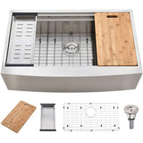 KINGO HOME 33 Inch 18 Gauge Handmade Stainless Steel Single Bowl Farmhouse Sink, Modern Farm Sink 33 Inch Apron Farmer Sinks for