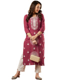 Gosriki Women'S Cotton Blend Chikankari Embroidered Straight Kurta (Sk12 Wine-Gs_Xl_Wine_X-Large),Wine,,B0CHSDHNF9