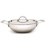 coconut Stainless Steel Triply Kadai with Lid | 1.5 Litre Induction Base Cookware | Fusion Series | Heavy Bottom Triply Kadhai w
