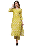 Gosriki Women'S Cotton Blend Printed Straight Kurta With Pant (Kidaya Green-Nw-Gs_Xl_Green_X-Large),Green,,B0C41124WS