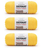 Bernat Super Value Sunshine Yarn - 3 Pack of 198g/7oz - Acrylic - 4 Medium (Worsted) - Knitting/Crochet