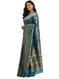Rangita Women Banarasi Silk Jacquard Saree With Blouse Piece - Skyblue