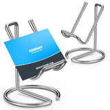 2 Pieces Metal Business Card Holder for Desk, Cell Phone Stand, Elegant Line Business Card Display Holder Stand, Office Desktop