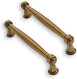 ZAUYX Solid Heavy Duty 2 Pack 3-1/2 Inch Hole Center Vintage Antique Brass Cabinet Pulls Kitchen Aged Cabinet Hardware Kitchen H