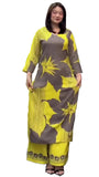 Anni Designer Women'S Rayon Blend Straight Printed Kurta With Palazzo (Nolaram Yellow_L_Yellow_Large),Yellow,L