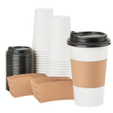 RACETOP Disposabe Coffee Cups with Lids and Sleeves 16 oz 50 Pack, Hot Paper Coffee Cups with Lids, To Go Cup with Lid, Ideal fo