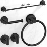 Matte Black Suction Cup Bathroom Accessories Set,Towel Racks for Bathroom,5 Piece Bathroom Hardware Set Restroom Accessories,Inc