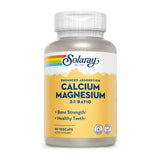 Solaray Enhanced Absorption Calcium Magnesium 90 VegCaps 2:1 Ratio Supports Bone Strength & Healthy Teeth Vegan