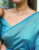 Satrani Women'S Art Silk Banarasi Jacquard Saree With Unstitched Blouse Piece(2668S171N_Sky Blue)
