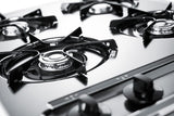24 Wide Open Burner Gas Cooktop In Brushed Chrome With Spark Ignition