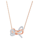 Swarovski Lifelong Bow Pendant, Women'S White Crystal Bow Design Pendant Necklace With Mixed Rose-Gold Tone And Rhodium Plating
