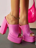 Shoetopia Stylish Solid Pink Block Heels For Women,Pink,6,B0BZPZGKJ8