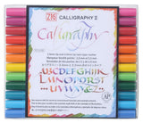 Zig Kuretake Calligraphy II 24Color Pen Set, Dual Tip 2 mm & 3.5 mm, WaterBased Dye Ink, Broad & Fine Tips for Hand Lettering,