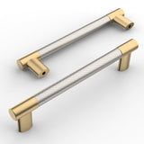 Amerdeco 10 Pack Brushed Nickel and Gold Knurled Cabinet Pulls 5 Inch Hole Center Brushed Brass Kitchen Cabinet Handles for Draw