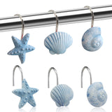 Seashell Decorative Shower Curtain Hooks, Fashion Shower Curtain Rings, Ocean Shower Curtain Hangers, 12PCS Shower Hooks for Sho