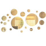 Shappy 32 Pcs Acrylic Mirror Wall Stickers Removable Round Wall Decal Circle Mirror Tiles for Home Bathroom Living Room Bedroom